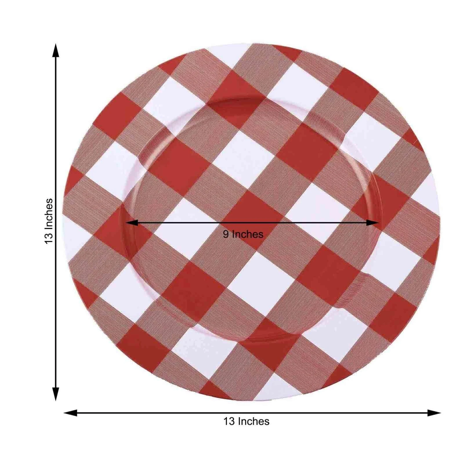 4 Pack Buffalo Plaid Metal Charger Plates, Checkered Picnic Dinner Charger Plates 13" 5 4 Pack Buffalo Plaid Metal Charger Plates, Checkered Picnic Dinner Charger Plates 13" - Image 5