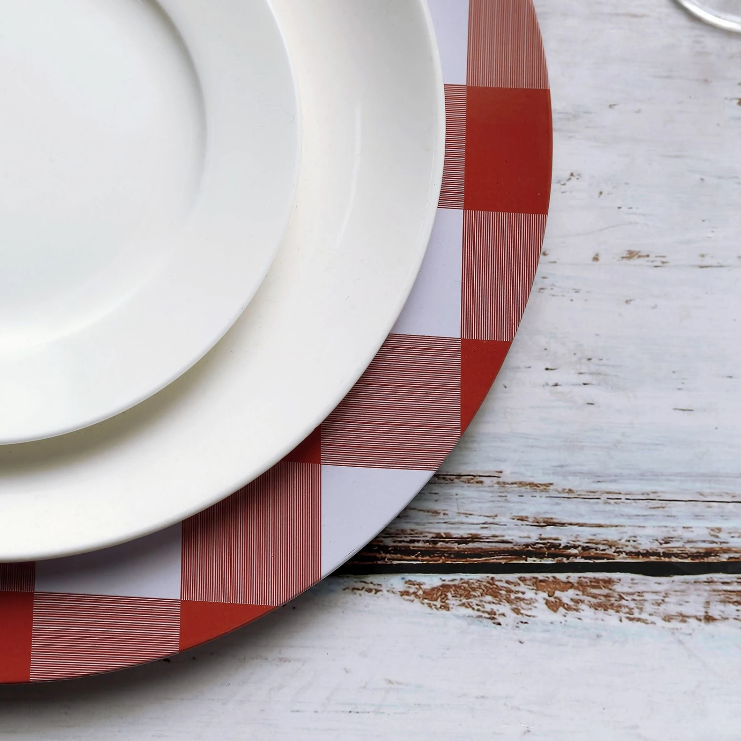 4 Pack Buffalo Plaid Metal Charger Plates, Checkered Picnic Dinner Charger Plates 13" 13 4 Pack Buffalo Plaid Metal Charger Plates, Checkered Picnic Dinner Charger Plates 13" - Image 13