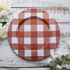 4 Pack Buffalo Plaid Metal Charger Plates, Checkered Picnic Dinner Charger Plates 13" 22 4 Pack Buffalo Plaid Metal Charger Plates, Checkered Picnic Dinner Charger Plates 13" -Home Decor Promotional Store CHRG MET0003 RED 01