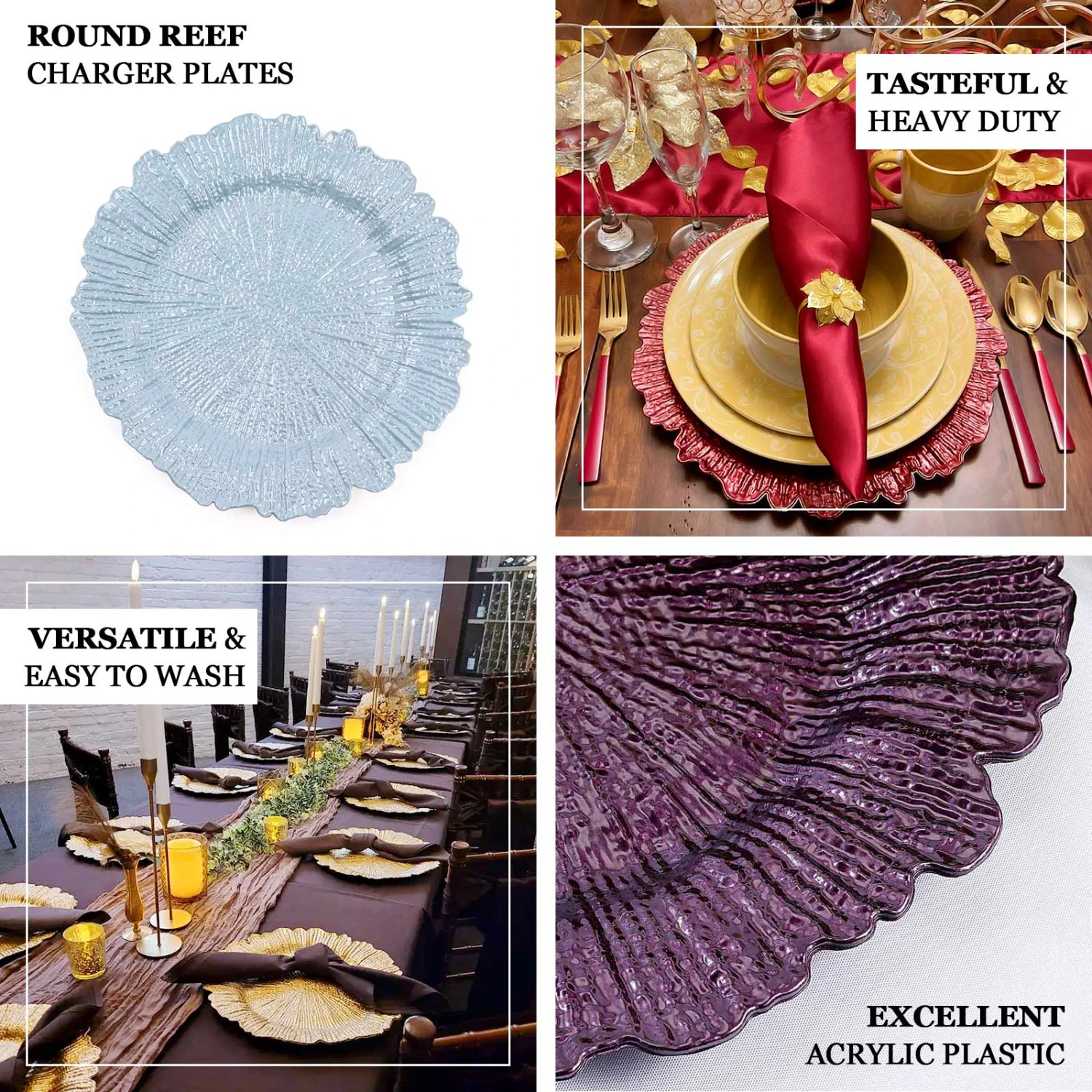 6 Pack Round Reef Acrylic Plastic Charger Plates, Dinner Charger Plates 13" 2 6 Pack Round Reef Acrylic Plastic Charger Plates, Dinner Charger Plates 13" - Image 2