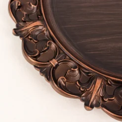 6 Pack Dark Brown Aristocrat Style Acrylic Charger Plates With Ornate Embossed Rim, 13" Round Retro Baroque Plastic Serving Plates -Home Decor Promotional Store CHRG PLST0003W BRN D08