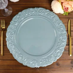 6 Pack Vintage Plastic Serving Plates With Engraved Baroque Rim, Round Disposable Charger Plates 14" 29 6 Pack Vintage Plastic Serving Plates With Engraved Baroque Rim, Round Disposable Charger Plates 14" -Home Decor Promotional Store CHRG PLST0003 086 D03