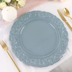 6 Pack Vintage Plastic Serving Plates With Engraved Baroque Rim, Round Disposable Charger Plates 14" 30 6 Pack Vintage Plastic Serving Plates With Engraved Baroque Rim, Round Disposable Charger Plates 14" -Home Decor Promotional Store CHRG PLST0003 086 D04
