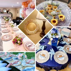 6 Pack Vintage Plastic Serving Plates With Engraved Baroque Rim, Round Disposable Charger Plates 14" 22 6 Pack Vintage Plastic Serving Plates With Engraved Baroque Rim, Round Disposable Charger Plates 14" -Home Decor Promotional Store CHRG PLST0003 EBC2