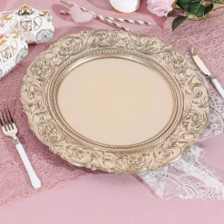6 Pack Vintage Plastic Serving Plates With Engraved Baroque Rim, Round Disposable Charger Plates 14" 34 6 Pack Vintage Plastic Serving Plates With Engraved Baroque Rim, Round Disposable Charger Plates 14" -Home Decor Promotional Store CHRG PLST0003 GOLD D05.progressive ae530d01 da88 49d7 945c 59627ddeeb82