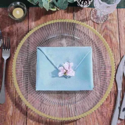 6 Pack Clear Sunray Wavy Rim Acrylic Plastic Charger Plates, Round Dinner Charger Plates 13" -Home Decor Promotional Store CHRG PLST0006 GOLD D02