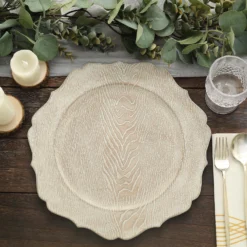 6 Pack Rustic Embossed Wood Grain Acrylic Charger Plates With Scalloped Rim 13" -Home Decor Promotional Store CHRG PLST0008W WHT 01 9c28a811 ad49 4f4a 894d 629bfd8c2462