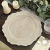 6 Pack Rustic Embossed Wood Grain Acrylic Charger Plates With Scalloped Rim 13"