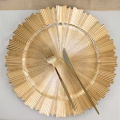 6 Pack Sunray Acrylic Plastic Serving Plates, Round Scalloped Rim Disposable Charger Plates 13"