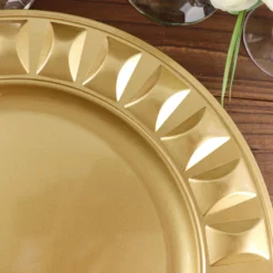 6 Pack Round Bejeweled Rim Plastic Dinner Serving Trays, Disposable Charger Plates 13" -Home Decor Promotional Store CHRG PLST0010 GOLD D09