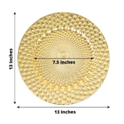 6 Pack Peacock Pattern Acrylic Plastic Serving Plates, Round Disposable Charger Plates 13" -Home Decor Promotional Store CHRG PLST0011 GOLD 98