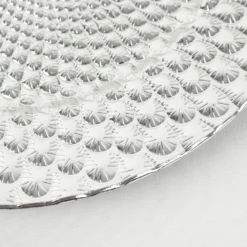 6 Pack Peacock Pattern Acrylic Plastic Serving Plates, Round Disposable Charger Plates 13" -Home Decor Promotional Store CHRG PLST0011 SILV D09