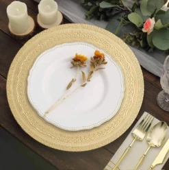 6 Pack Rustic Lace Embossed Acrylic Plastic Charger Plates 13" 30 6 Pack Rustic Lace Embossed Acrylic Plastic Charger Plates 13" -Home Decor Promotional Store CHRG PLST0013 GOLD D01 1e099809 fa15 4aca 9e49 cc9b850672f0