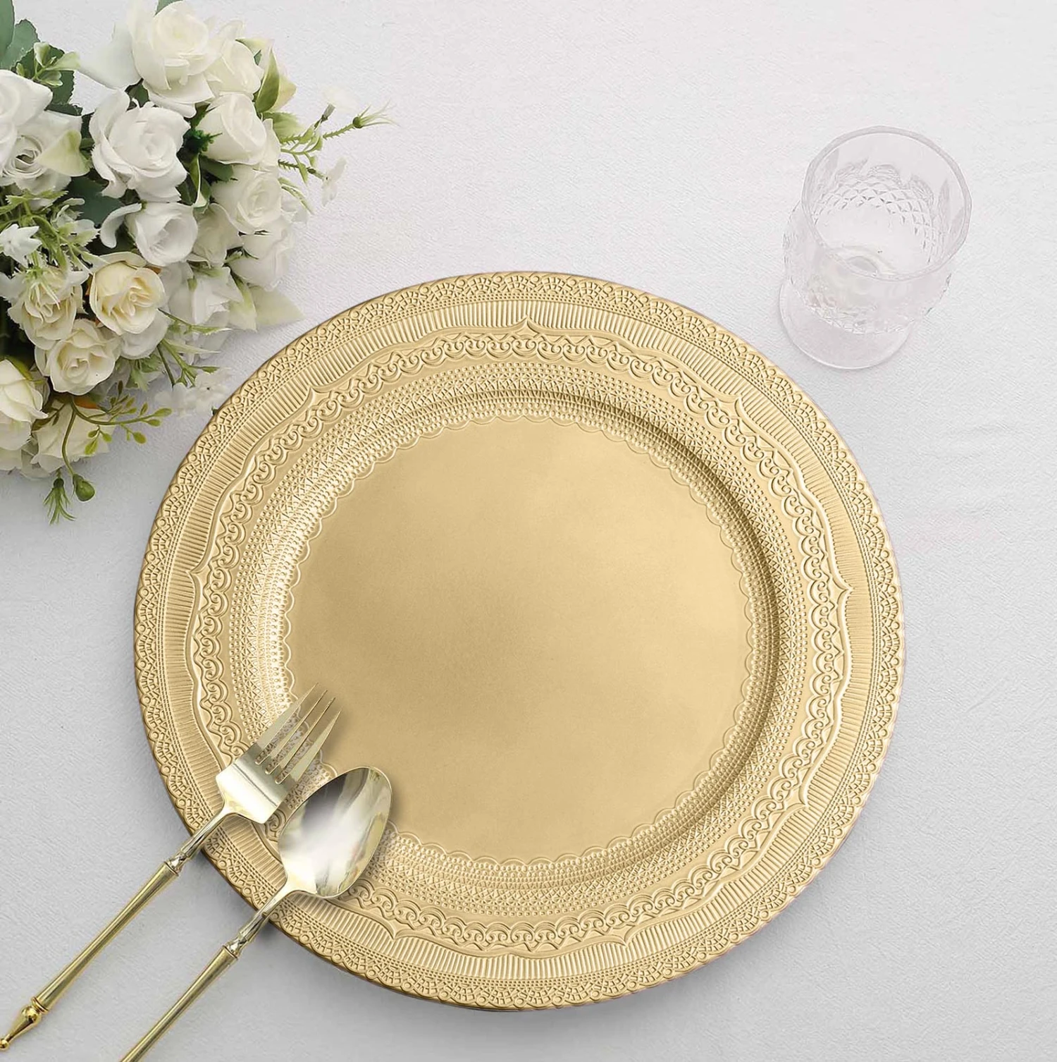 6 Pack Rustic Lace Embossed Acrylic Plastic Charger Plates 13" 10 6 Pack Rustic Lace Embossed Acrylic Plastic Charger Plates 13" - Image 10