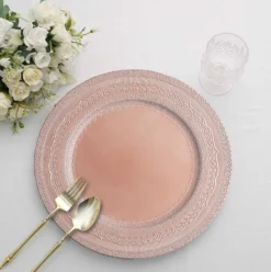 6 Pack Rustic Lace Embossed Acrylic Plastic Charger Plates 13" 33 6 Pack Rustic Lace Embossed Acrylic Plastic Charger Plates 13" -Home Decor Promotional Store CHRG PLST0013 RG 01