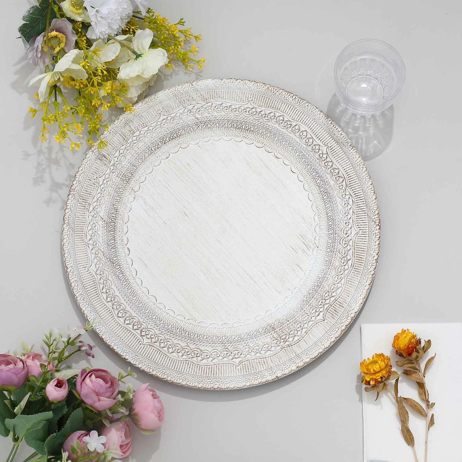 6 Pack Rustic Lace Embossed Acrylic Plastic Charger Plates 13" 6 6 Pack Rustic Lace Embossed Acrylic Plastic Charger Plates 13" - Image 6