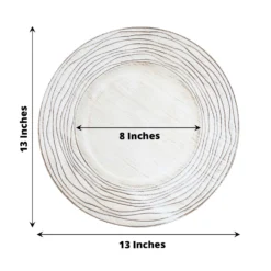 6 Pack White Washed Rose Rim Faux Wood Plastic Charger Trays, Round Disposable Serving Plates 13" -Home Decor Promotional Store CHRG PLST0015W WHT 98
