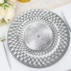 6 Pack Sparkling Diamond Disposable Dinner Serving Plates, Shiny Round Plastic Charger Plates 13"