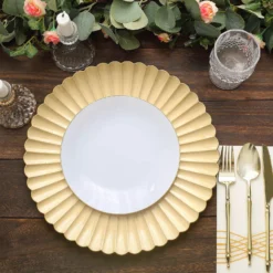 6 Pack | 13" Scalloped Shell Pattern Plastic Charger Plates, Round Disposable Serving Plates 23 6 Pack | 13" Scalloped Shell Pattern Plastic Charger Plates, Round Disposable Serving Plates -Home Decor Promotional Store CHRG PLST0019 GOLD D06