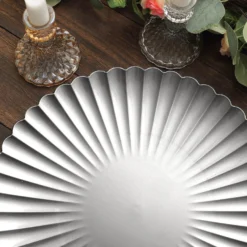 6 Pack | 13" Scalloped Shell Pattern Plastic Charger Plates, Round Disposable Serving Plates 29 6 Pack | 13" Scalloped Shell Pattern Plastic Charger Plates, Round Disposable Serving Plates -Home Decor Promotional Store CHRG PLST0019 SILV D12
