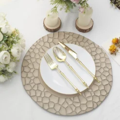 6 Pack Matte Irregular Round Plastic Charger Plates With Giraffe Pattern Rim, Disposable Dinner Serving Plates 13" -Home Decor Promotional Store CHRG PLST0020 TAUP D05