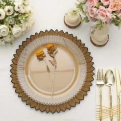 6 Pack Matte Sunflower Plastic Dinner Charger Plates, Disposable Round Serving Trays 13" -Home Decor Promotional Store CHRG PLST0021 088 D03