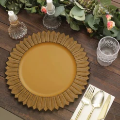 6 Pack Matte Sunflower Plastic Dinner Charger Plates, Disposable Round Serving Trays 13" -Home Decor Promotional Store CHRG PLST0021 088 02