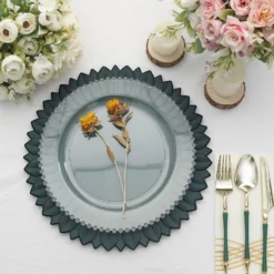 6 Pack Matte Sunflower Plastic Dinner Charger Plates, Disposable Round Serving Trays 13" -Home Decor Promotional Store CHRG PLST0021 TEAL D03