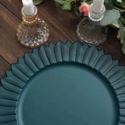 6 Pack Matte Sunflower Plastic Dinner Charger Plates, Disposable Round Serving Trays 13" -Home Decor Promotional Store CHRG PLST0021 TEAL D12