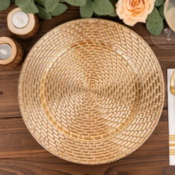 6 Pack Metallic Gold Swirl Rattan Acrylic Charger Plates, 13" Round Farmhouse Plastic Serving Plates 19 6 Pack Metallic Gold Swirl Rattan Acrylic Charger Plates, 13" Round Farmhouse Plastic Serving Plates -Home Decor Promotional Store CHRG PLST0022A GOLD D04