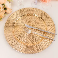 6 Pack Metallic Gold Swirl Rattan Acrylic Charger Plates, 13" Round Farmhouse Plastic Serving Plates 16 6 Pack Metallic Gold Swirl Rattan Acrylic Charger Plates, 13" Round Farmhouse Plastic Serving Plates -Home Decor Promotional Store CHRG PLST0022A GOLD D06
