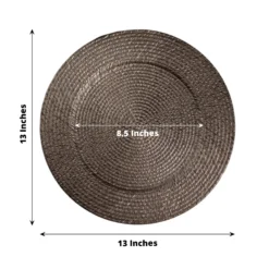 6 Pack Natural Brown Acrylic Plastic Rattan-Like Charger Plates, Round Disposable Dinner Serving Plates 13" -Home Decor Promotional Store CHRG PLST0022 BRN 98