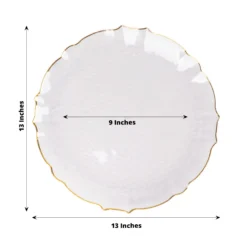 6 Pack Clear Plastic Sunflower Charger Plates With Gold Scalloped Rim, 13" Decorative Serving Plates -Home Decor Promotional Store CHRG PLST0032 CLGD 98