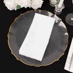 6 Pack Clear Plastic Sunflower Charger Plates With Gold Scalloped Rim, 13" Decorative Serving Plates -Home Decor Promotional Store CHRG PLST0032 CLGD D04