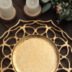 6 Pack Gold Floral Cutout Acrylic Charger Plates, Hollow Flower Decorative Plastic Serving Plates 13" 24 6 Pack Gold Floral Cutout Acrylic Charger Plates, Hollow Flower Decorative Plastic Serving Plates 13" -Home Decor Promotional Store CHRG PLST0034 GOLD D09