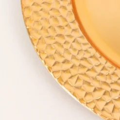 6 Pack Metallic Gold Plastic Charger Plates With Hammered Rim, 13" Round Decorative Serving Plates -Home Decor Promotional Store CHRG PLST0035 GOLD D08