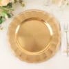 6 Pack Metallic Gold Acrylic Sunflower Charger Plates With Beaded Rim, Elegant Disposable Plastic Serving Plates - 13" Round