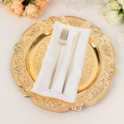 6 Pack Floral Embossed Acrylic Charger Plates With Scalloped Rim, 13" Round Plastic Decorative Serving Plates 23 6 Pack Floral Embossed Acrylic Charger Plates With Scalloped Rim, 13" Round Plastic Decorative Serving Plates -Home Decor Promotional Store CHRG PLST0038 GOLD D04