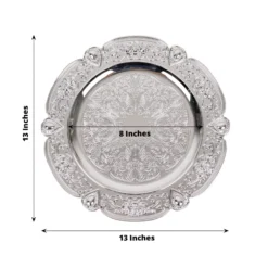 6 Pack Floral Embossed Acrylic Charger Plates With Scalloped Rim, 13" Round Plastic Decorative Serving Plates 19 6 Pack Floral Embossed Acrylic Charger Plates With Scalloped Rim, 13" Round Plastic Decorative Serving Plates -Home Decor Promotional Store CHRG PLST0038 SILV 98