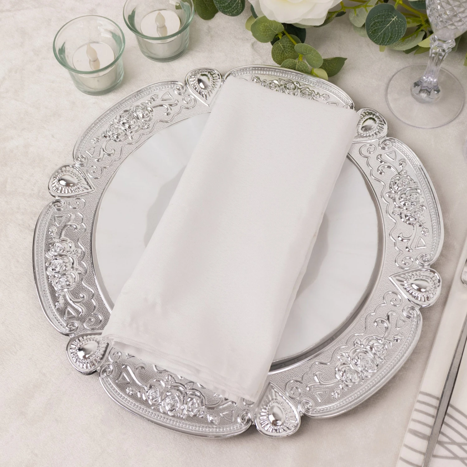 6 Pack Floral Embossed Acrylic Charger Plates With Scalloped Rim, 13" Round Plastic Decorative Serving Plates 13 6 Pack Floral Embossed Acrylic Charger Plates With Scalloped Rim, 13" Round Plastic Decorative Serving Plates - Image 13