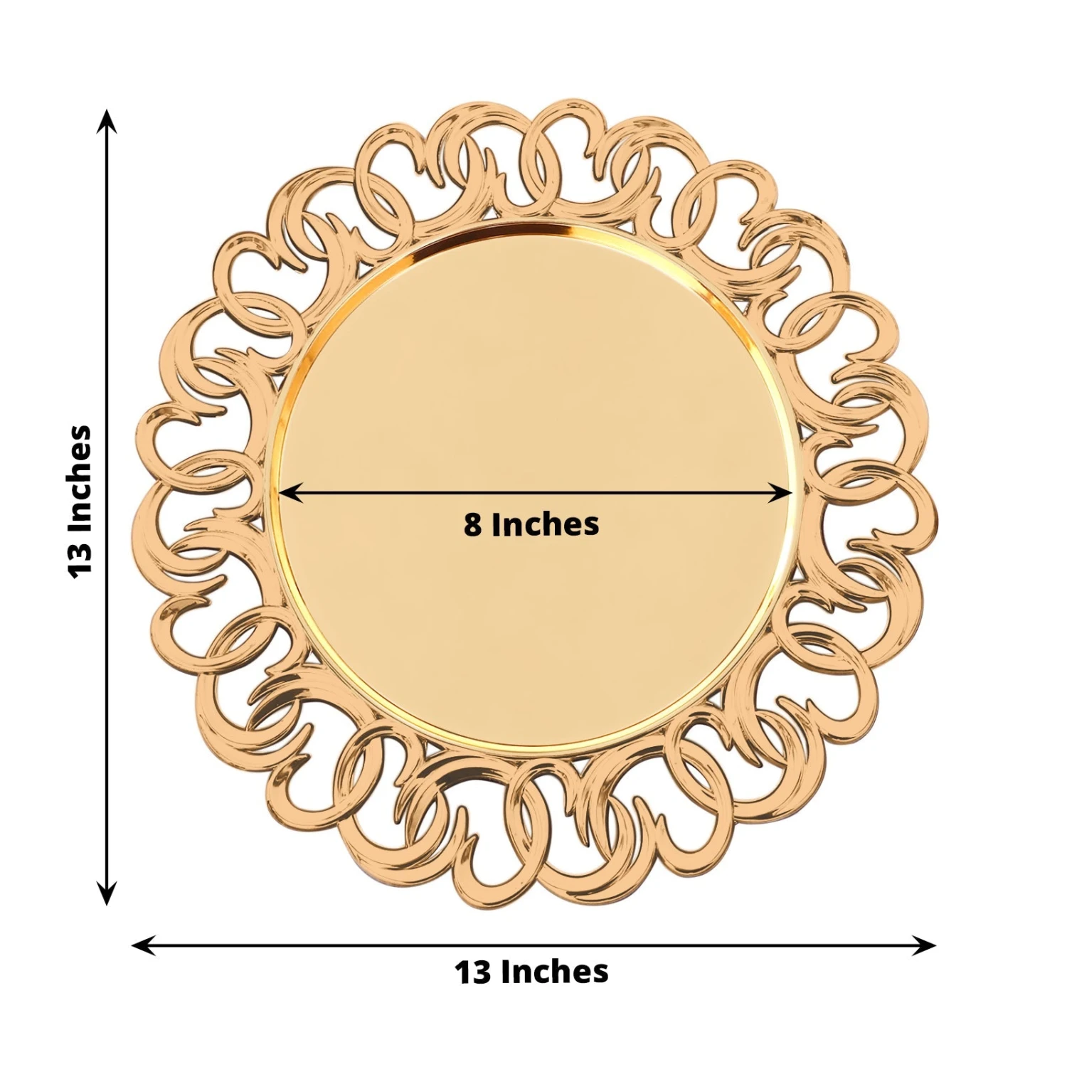 6 Pack Gold Plastic Charger Plates With Entwined Swirl Rim, 13" Round Disposable Serving Plates 10 6 Pack Gold Plastic Charger Plates With Entwined Swirl Rim, 13" Round Disposable Serving Plates - Image 10