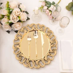 6 Pack Gold Plastic Charger Plates With Entwined Swirl Rim, 13" Round Disposable Serving Plates 13 6 Pack Gold Plastic Charger Plates With Entwined Swirl Rim, 13" Round Disposable Serving Plates -Home Decor Promotional Store CHRG PLST0043 GOLD D03 0d937bf6 00ac 4388 886a dd37742a19eb
