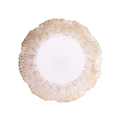 6 Pack Clear Plastic Charger Plates With Gold Reef Rim, 12" Round Scalloped Disposable Serving Plates 14 6 Pack Clear Plastic Charger Plates With Gold Reef Rim, 12" Round Scalloped Disposable Serving Plates -Home Decor Promotional Store CHRG PLST0044 12 CLGD 99