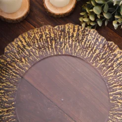 6 Pack Clear Plastic Charger Plates With Gold Reef Rim, 12" Round Scalloped Disposable Serving Plates 21 6 Pack Clear Plastic Charger Plates With Gold Reef Rim, 12" Round Scalloped Disposable Serving Plates -Home Decor Promotional Store CHRG PLST0044 12 CLGD D07