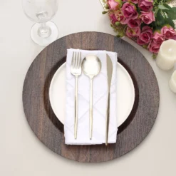 6 Pack Boho Chic Faux Wood Plastic Charger Plates, Round Rustic Service Plates 13" -Home Decor Promotional Store CHRG PLST1303W BRN D04