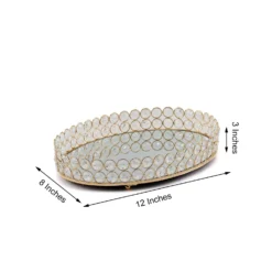 Gold Metal Crystal Beaded Mirror Oval Vanity Serving Tray, Decorative Tray -Home Decor Promotional Store CHRG TRAY002 12 GOLD 98.progressive fd86ee45 7abc 4378 91c0 fa23ad75d67b