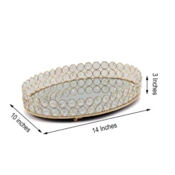 Gold Metal Crystal Beaded Mirror Oval Vanity Serving Tray, Decorative Tray -Home Decor Promotional Store CHRG TRAY002 14 GOLD 98.progressive f1782c5d 9a4c 421a 8efe a0e70fa52ec3