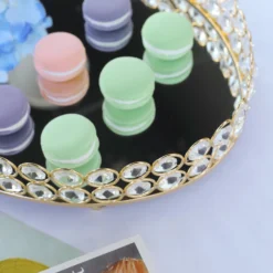 Gold Metal Crystal Beaded Mirror Oval Vanity Serving Tray, Decorative Tray -Home Decor Promotional Store CHRG TRAY002 16 GOLD D06.progressive 92231e22 5e2d 4051 a23d 7e5d358e9a42