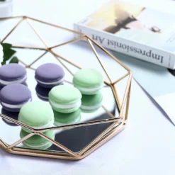 Gold Metal Geometric Mirrored Serving Tray, Octagon Vanity Decorative Tray - 14"x9" -Home Decor Promotional Store CHRG TRAY007 14 GOLD D09