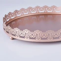 Premium Metal Decorative Vanity Serving Tray, Round With Embellished Rims 12" -Home Decor Promotional Store CHRG TRAY009 12 054 D01.progressive 3f743bef f124 4c5a 9890 2f0238f961bf